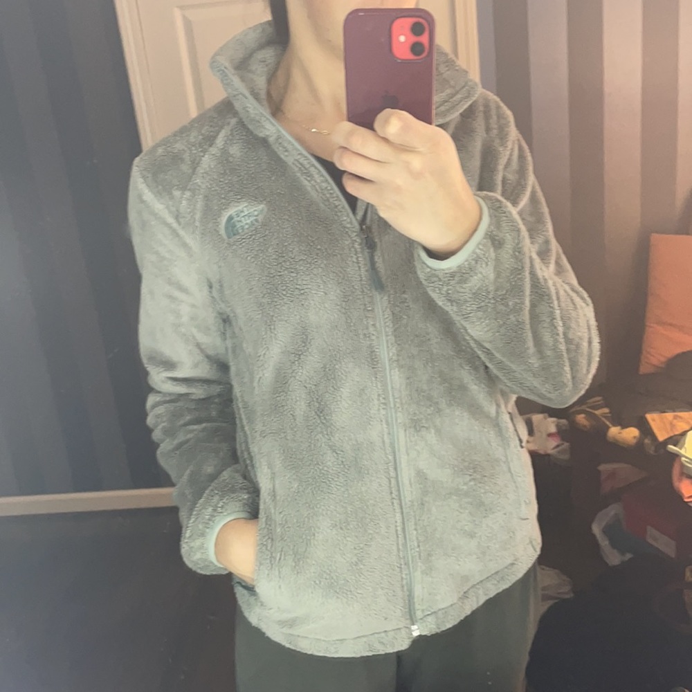 The North Face size S light blue/green teddy jacket! Excellent condition